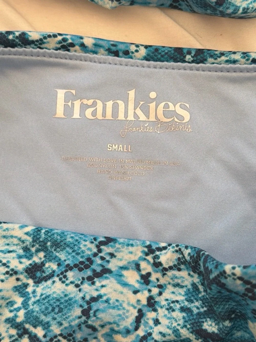 Frankie's Bikinis Aqua Teal Snake-Print Bikini Top
